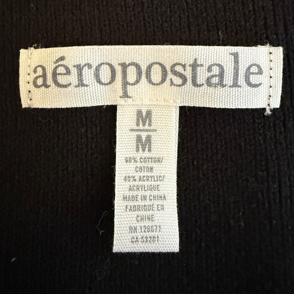 Aeropostale Womens Black Cardigan Medium Minimalist Capsule Essential Classic - Picture 8 of 13